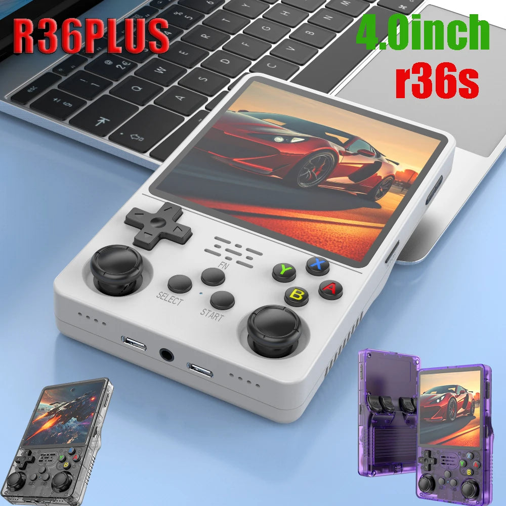 R36PLUS Handheld Game Console 4.0inch Big Screen 20000+ Games PK R36S Portable Pocket Video Player Kids Gift Arkos System