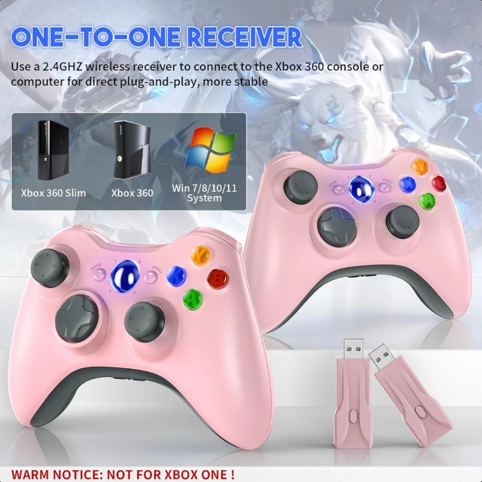 Game Controller for Xbox 360/Slim/Lite PC/IOS/Android Gamepad Wireless Remote Controle Handle W/ Dual Vibration Gaming Joystick