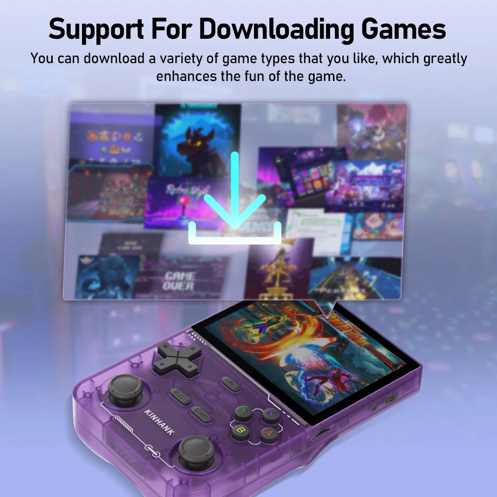 KINHANK Open Source K36 Retro Handheld Video Game Console 16000 Games Emulator for PS1/PSP/DC/N64/SS 500nit 3.5 Inch IPS Screen