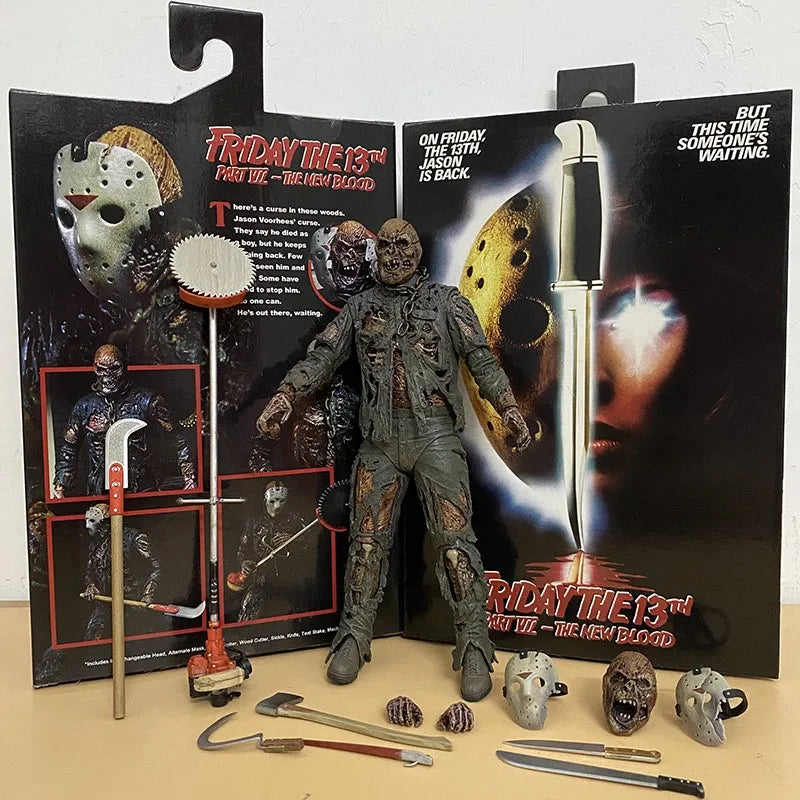 NECA Friday The 13th Figure Toys Freddy Jason Voorhees Blood Action Figure Jason Collectible Model Christmas Halloween Gifts