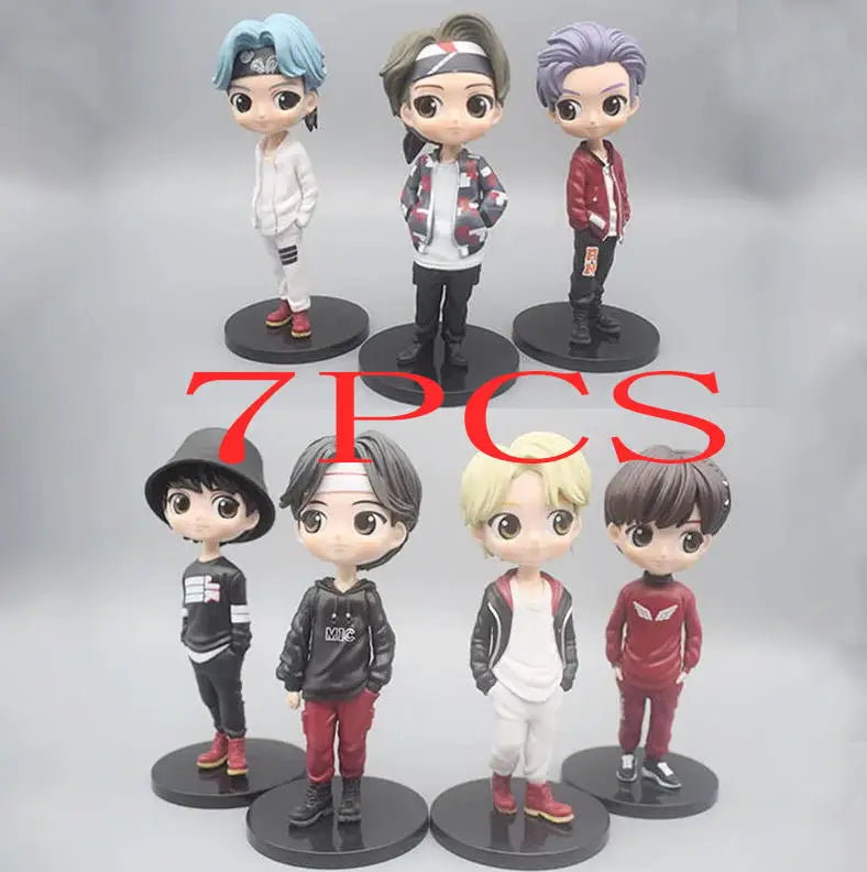 #!@ 7Pcs Kpop Star 15cm PVC Model Toy Action Bangtan Boys Groups BT21 Action Figures Doll BTS Celebrity Idol Set Fan Collection