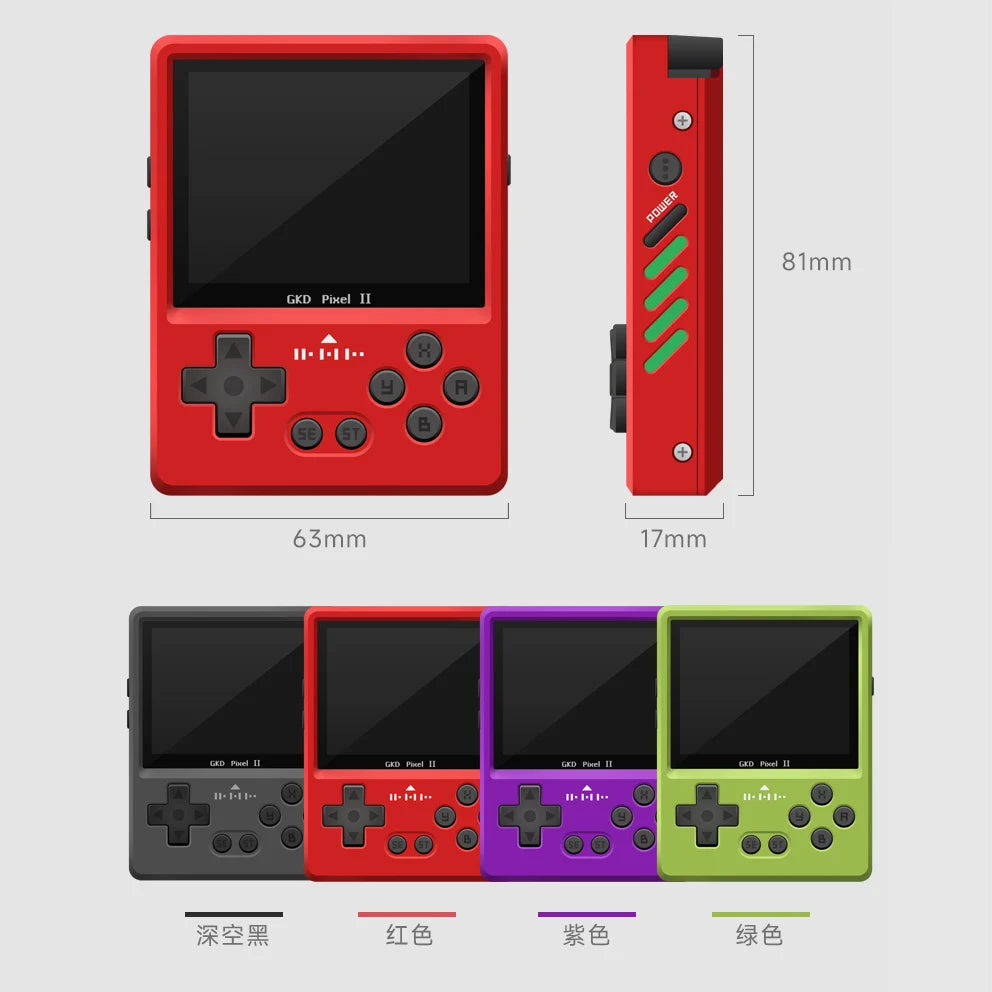 Gkd Pixel 2 Handheld Retro Game Console Portable Mini Game Player 2.4 Inch IPS RK3326S 640x480px Screen Nostalgia CNC Metal Body