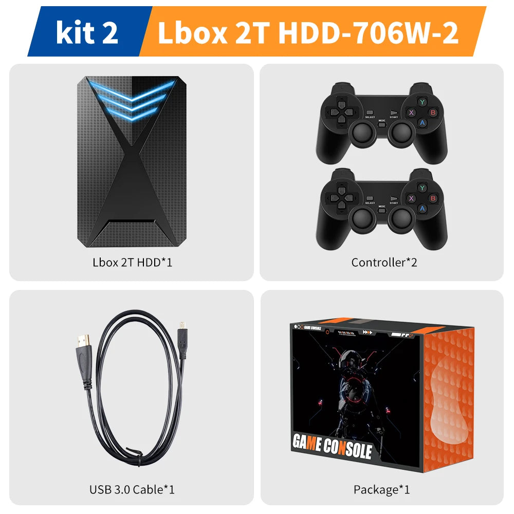 JMachen Launchbox 2TB Portable Gaming HDD with 4200+ 3D/PC Games Retro Game Console for PS4/PS3/PS2/Switchwith 4200+ PC/3D Games