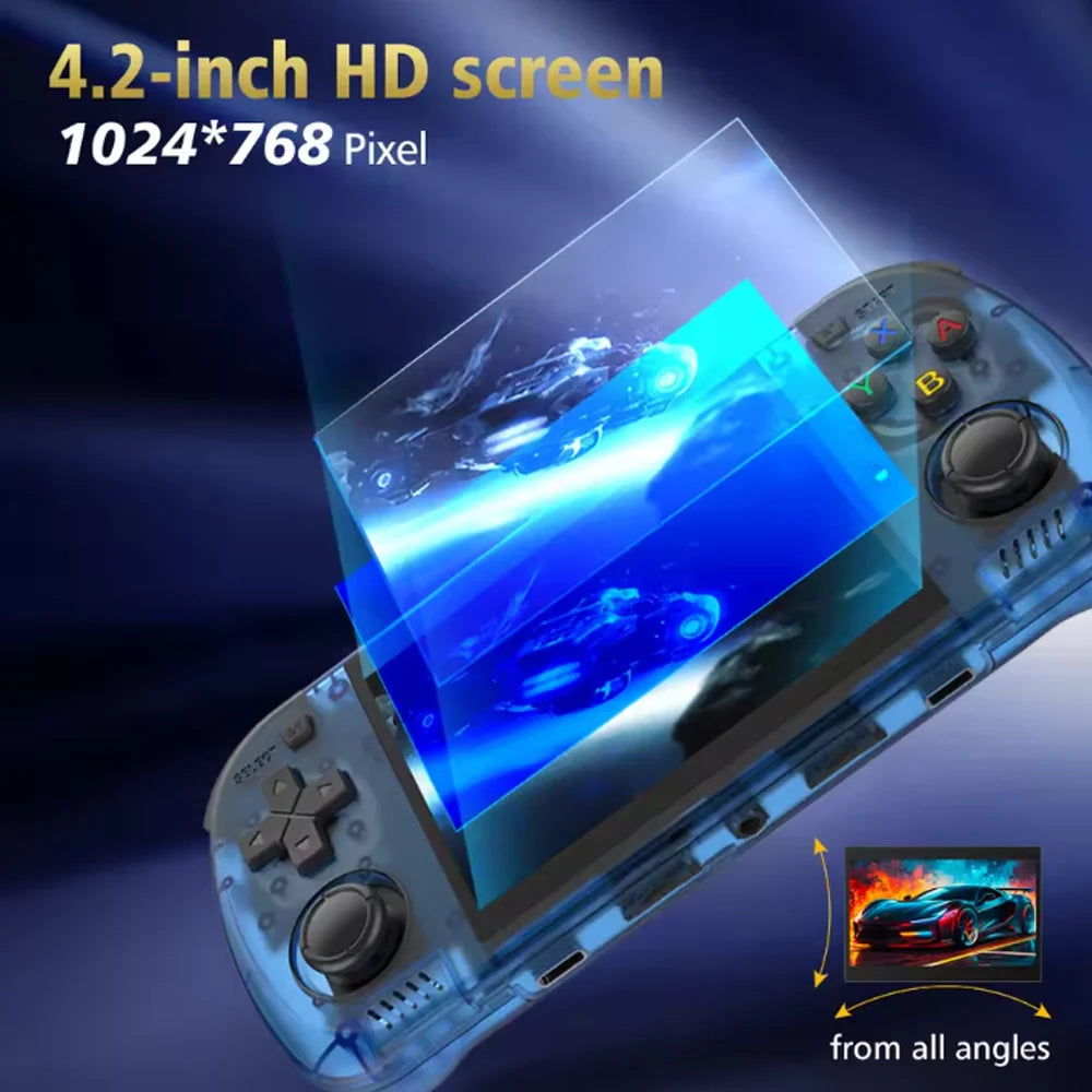 Reebolnic R36H Pro Game Console 4.2Inch OCA Screen RK3326 ARKOS2.0 System Retro Video Game Console 3500mAH WiFi 15000+Games