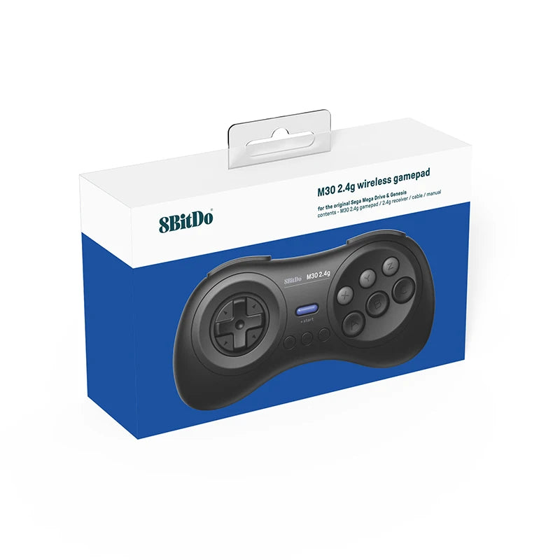 8BitDo for Gega Genesis Mini and Mega Drive Mini M30 2.4G Wireless Black and White Gamepad  Wireless Game Controller