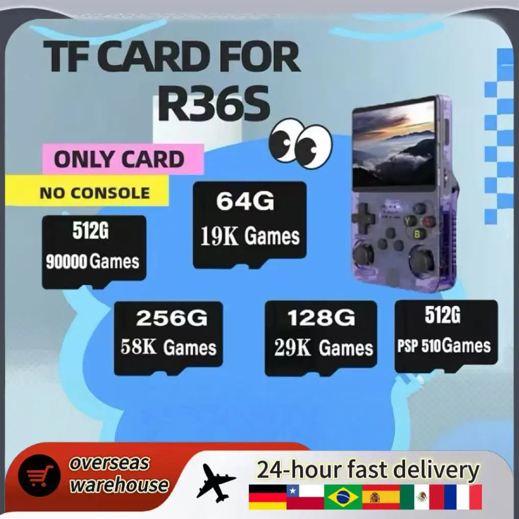 Memory Card For R36S Retro Handheld Video Game Console Memory Card Linux System Pre-install Retro Game Video Player TF Card R36S