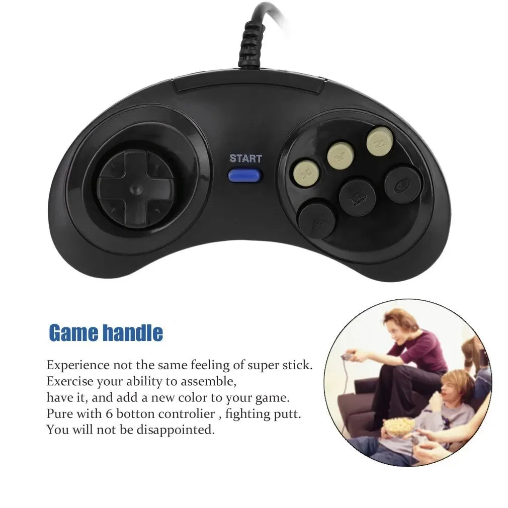 Handle Game Controller Classic Wired 6 Buttons For 16 Bit SEGA MD2 PC MAC Mega Drive Gaming Accessories Universal Remote Control