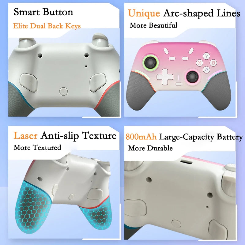 Multi-Platform Gamepad X9 For Switch 2/Switch/PC/PS3/PS2,Game Controller with Vibration,RGB Lighting Effect,Dual Back Keys&Macro