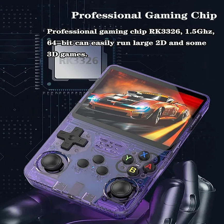 R36S Retro Handheld Game Console 3.5-inch IPS Screen Video Game Player Built-in 22,000 Games Halloween Gift 128G Purple