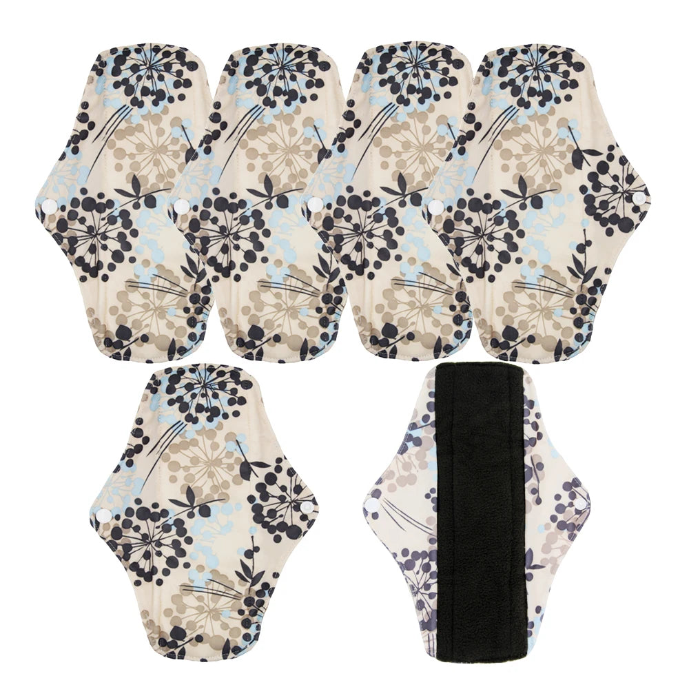 5Pcs Washable Sanitary Towels Menstrual Pad Reusable Bamboo Charcoal Women Napkins Feminine Hygiene Product Period Cloth Pads