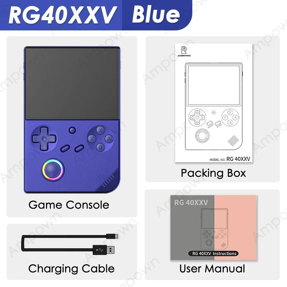 ANBERNIC RG40XXV Handheld Game Console 4'' IPS Screen Video Output Joystick RGB lighting Effect Streaming RG 40XXV E-book Player