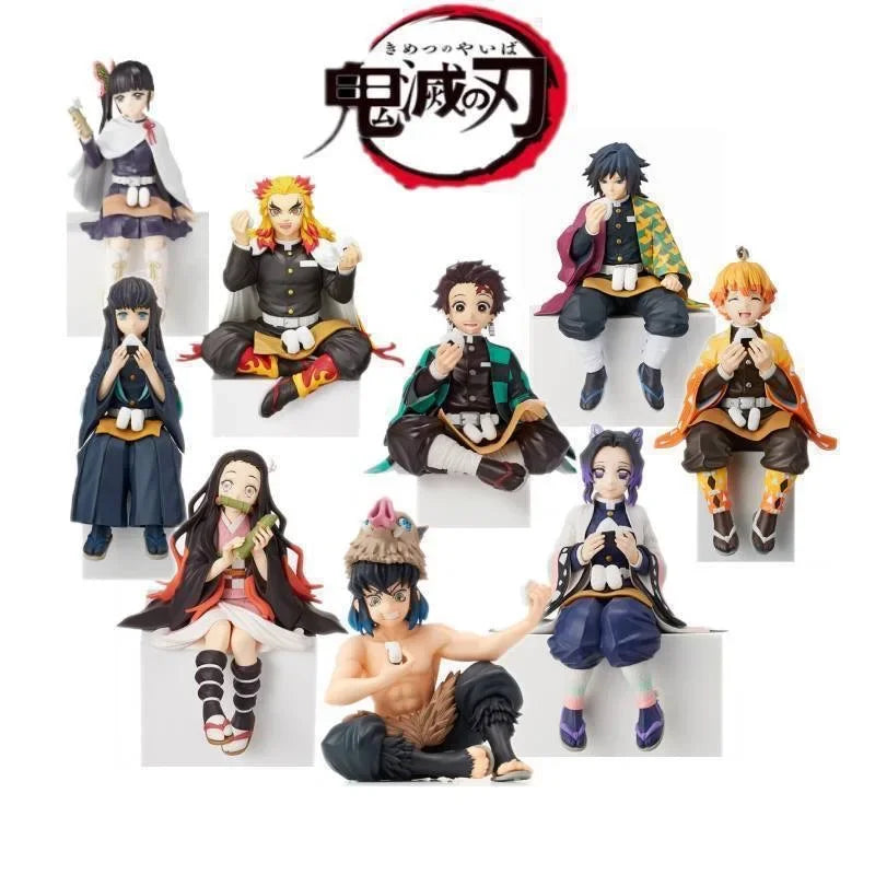 Hot Anime Demon Slayer Sit Eating High Quality Rice Figure All Style Tanjirou Nezuko Kyoujurou Tengen Tokitou Muichirou Figurine