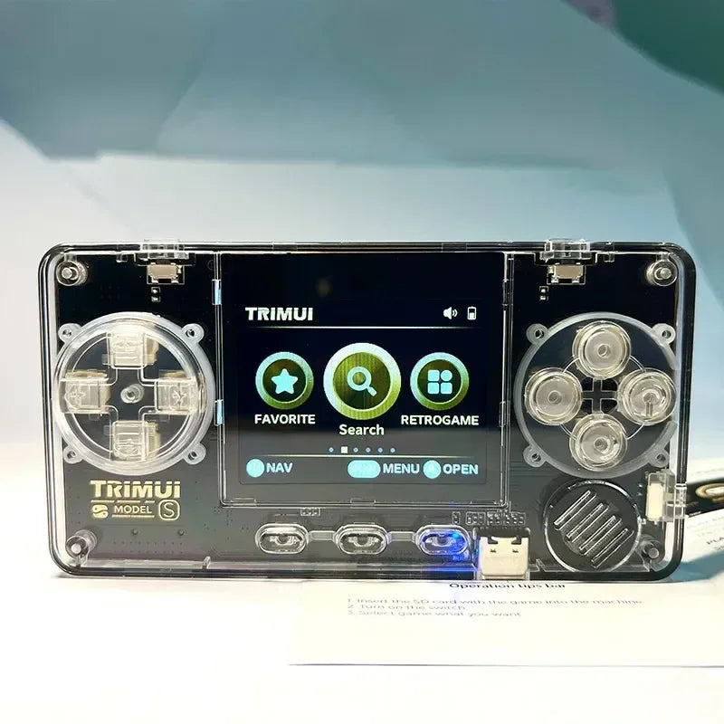 Trimui Model S Handheld Game Machine 2 Inch Ips Screen Mini Extremely Compact Nostalgic Handheld Card Machine Transparent Body