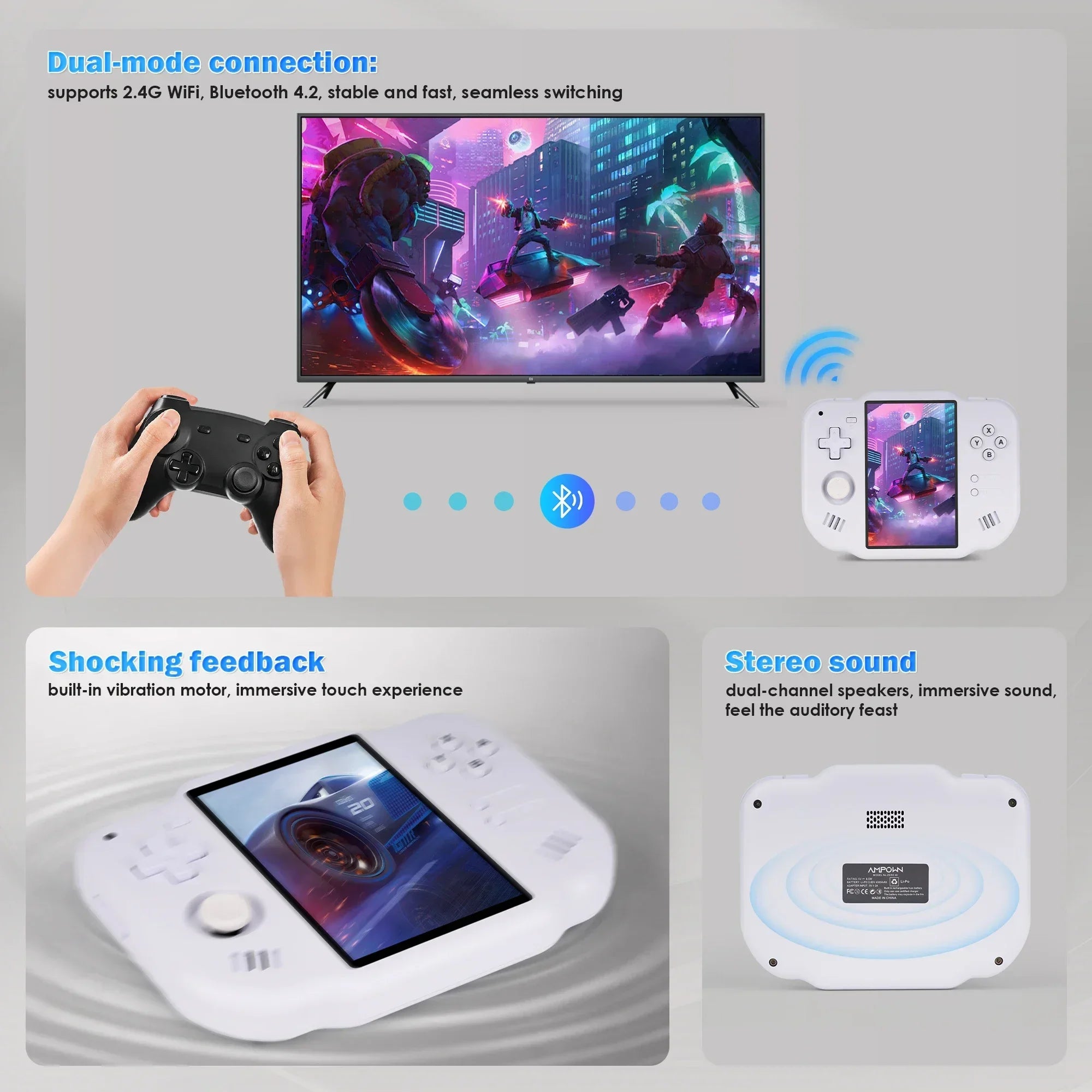 AMPOWN ZERO 40 Video Game Console 4'' IPS Multi-touch Screen Android A133P Support Wifi Bluetooth Vibration Motor Magicx Zero40