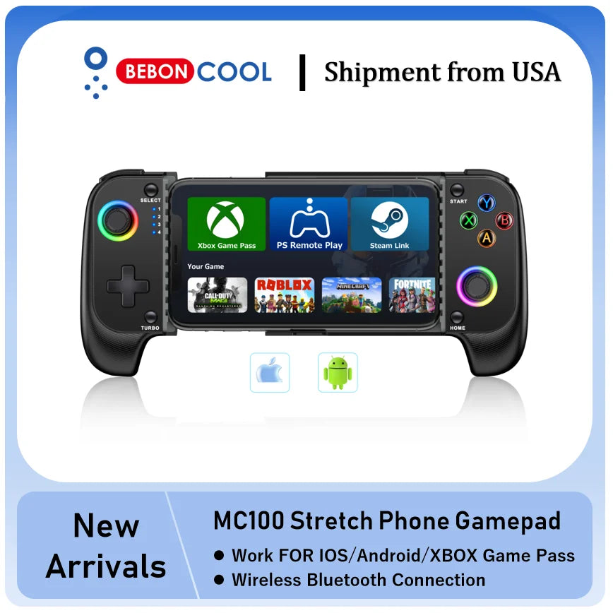 BEBONCOOL MC100 Gamepad Telescopic For Apple IOS Android PUBG COD Stretch Wireless Bluetooth Phone Game Controller Joystick