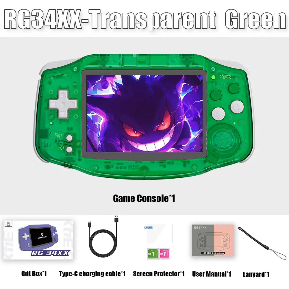 ANBERNIC RG34XX 64Bit Retro Handheld Game Player 3.4-inch IPS Screen HD-Support TV Portable Game Console 3500mAh streaming Gift