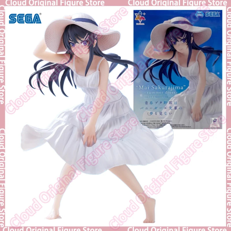 In Stock 100% Original Sega Luminasta Anime Aobuta Sakurajima Mai Summer Dress Pvc Anime FiguresCollectible Model Toys