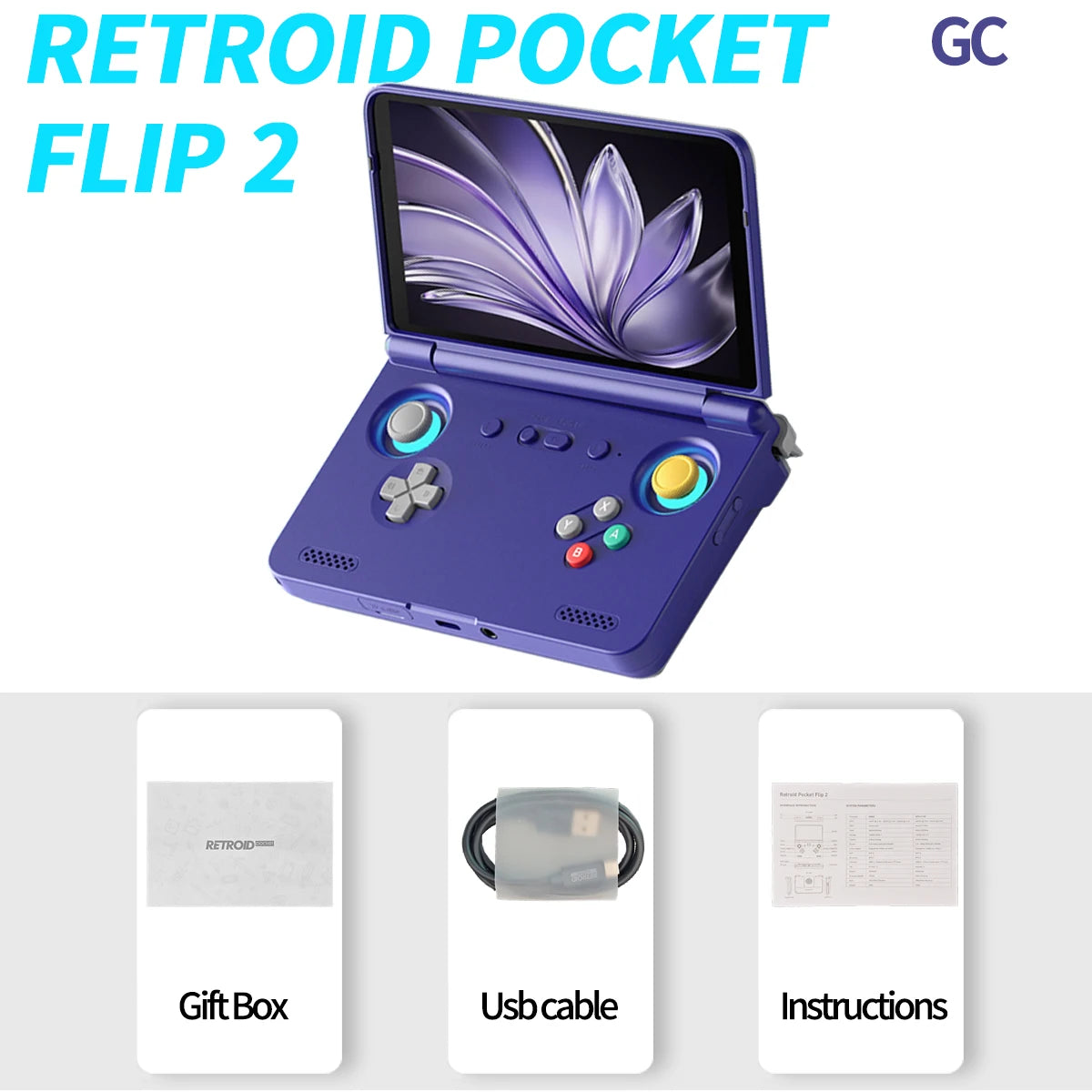2025 Retroid Pocket Flip2 Retro Handheld Game Console Android13 5.5 Inch AMOLED Touch Screen Video Player Wifi Bluetooth PSP PS2
