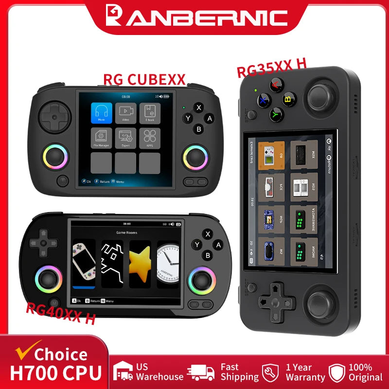 ANBERNIC RG CubeXX & RG40XX H & RG35XX H Retro Handheld Game Console H700 Linux  64-bit 5000 Video Games Supports WIFI Bluetooth