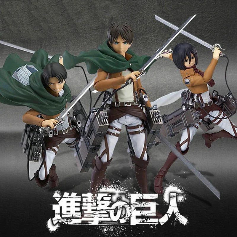 #207 Attack On Titan Eren Yeager Anime Figure #213 Shingeki no Kyojin Levi Action Figure #203 Mikasa Figure Model Doll Toys Gift