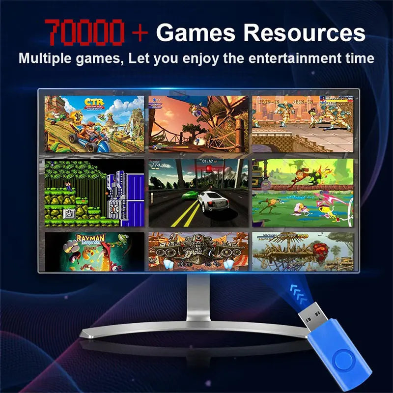 I3-3110M Retro Game Console X8 Play On TV 2T HDD Batocera+Windows 70000+Games For Wii PS2 N64 PSP GameCube N64 Wireless handle