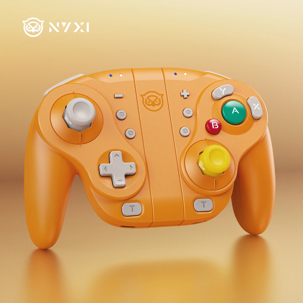 NYXI Wizard Hall Joystick Wireless Game Controller Orange Gamepad with RGB Lights for Nintendo Switch PC Controller