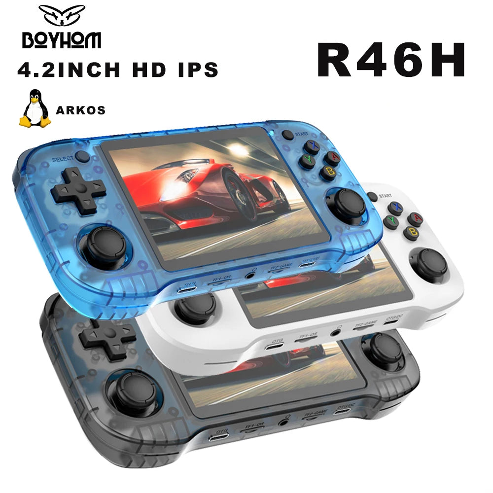 R46H Retro Handheld Video Game Console Linux System 4.2 Inch IPS Screen R63S PRO Portable Pocket Video Player 64GB 128GB
