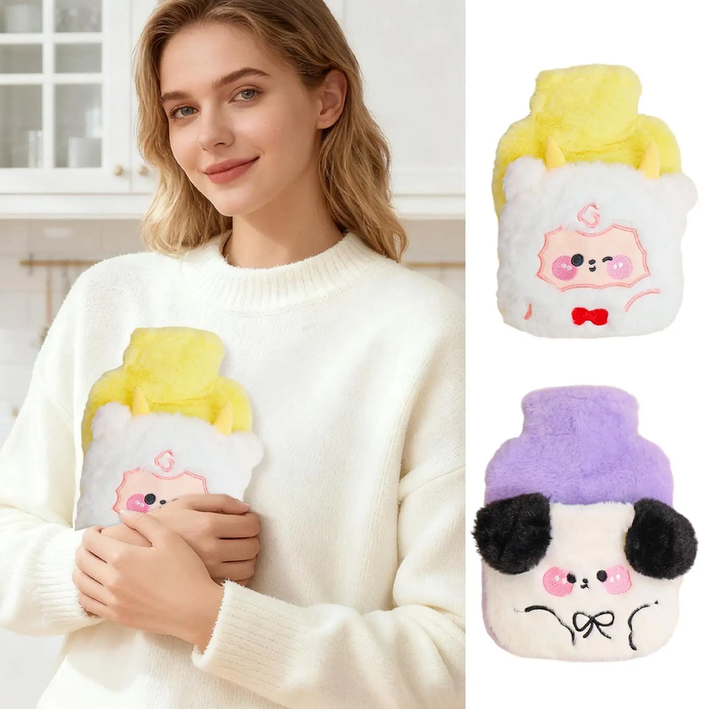 Hot Water Bottle Plush Hand Foot Warmer Heating Water Bottle For Women Men Student Child Menstrual Period Abdomen Neck Foot Hand