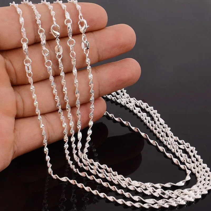 Sterling Silver Side Chain Necklace — 2mm