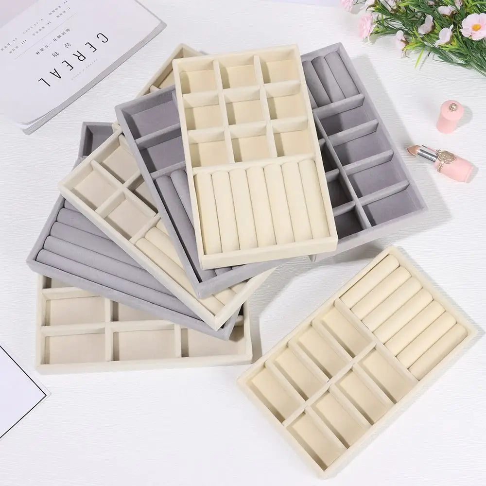 Stackable Velvet Jewelry Storage Box Velvet Necklace Display Tray Bracelet Earring Organizers Ring Bracelet Necklace