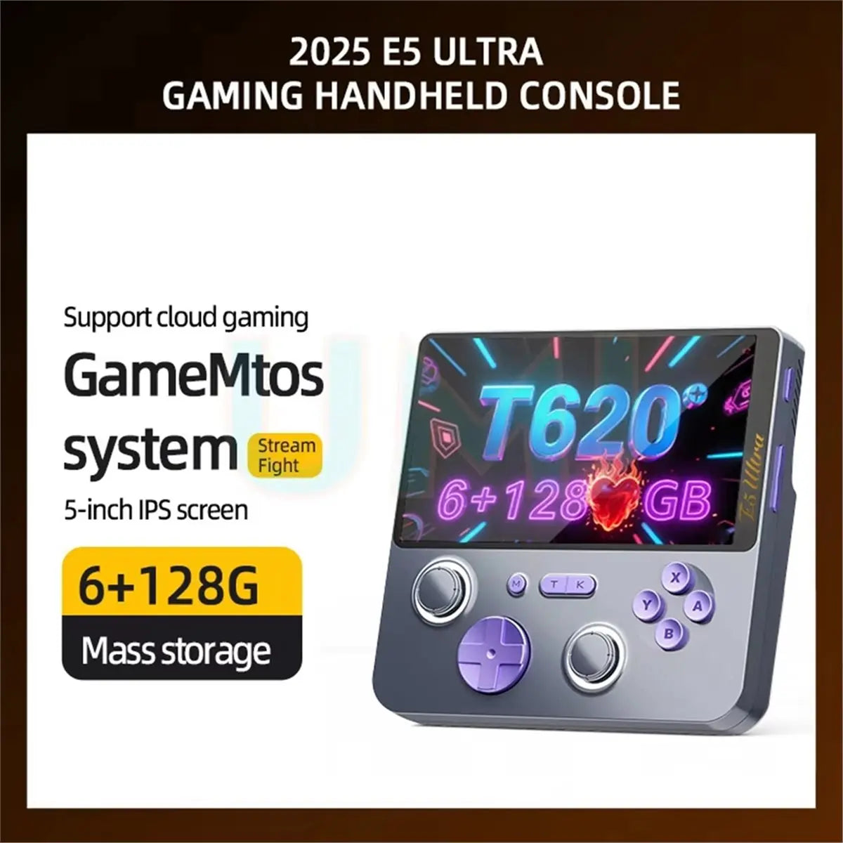 *ONE DAY E5 Ultra Handheld Video Game Console 5inch IPS Touch Screen Hall-Effect Joystick Android Portable Game Console C