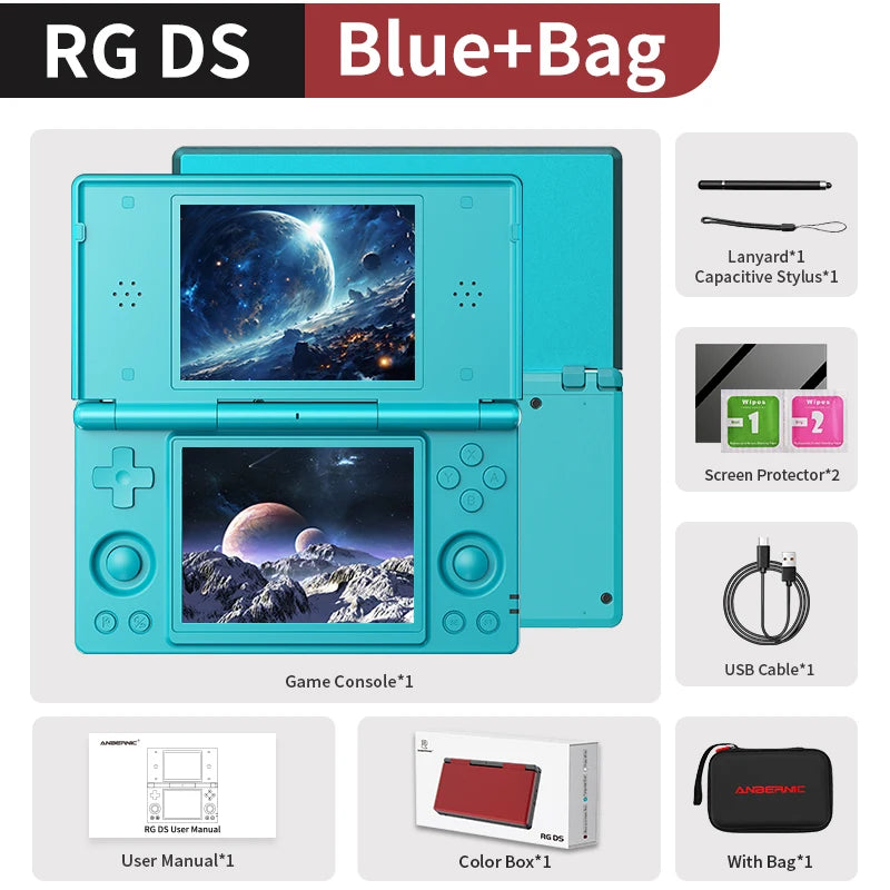 Anbernic RG DS Handheld Game Console 4" IPS Dual Screen Android 4000mAh Flip Video Games Player Supports RixelHK Wifi Streaming
