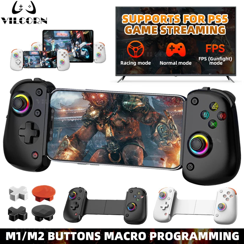 D8Pro RGB Tablet Game Controller FPS Mobile Gamepad For Switch Android ios PS3 PS4 PC Hall Trigger Joystick