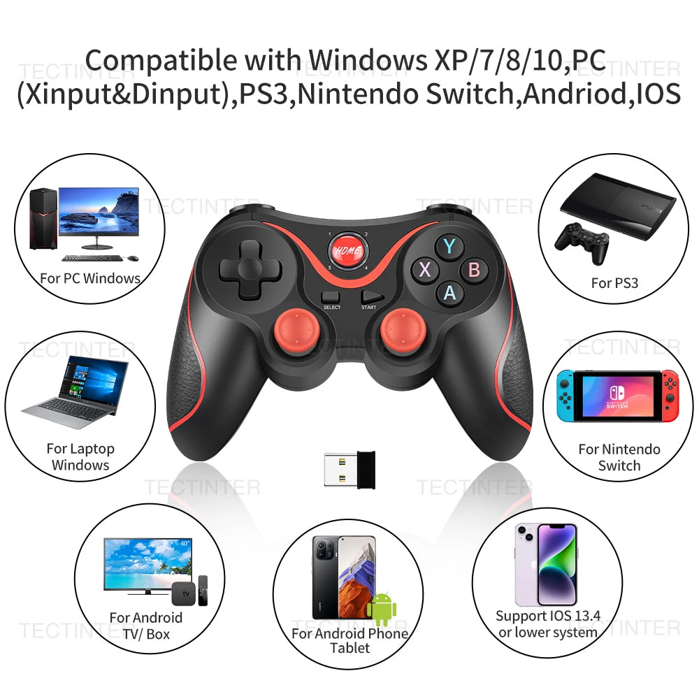 Bluetooth-Compatible Gamepad for PS4/PS3/Android Terios T3 Wireless Game Controller for Nintendo Switch/IOS/PC Joystick Controle