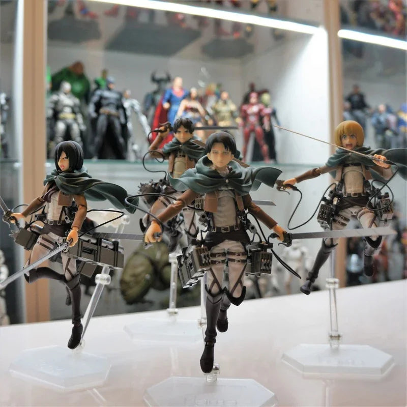 #207 Attack On Titan Eren Yeager Anime Figure #213 Shingeki no Kyojin Levi Action Figure #203 Mikasa Figure Model Doll Toys Gift