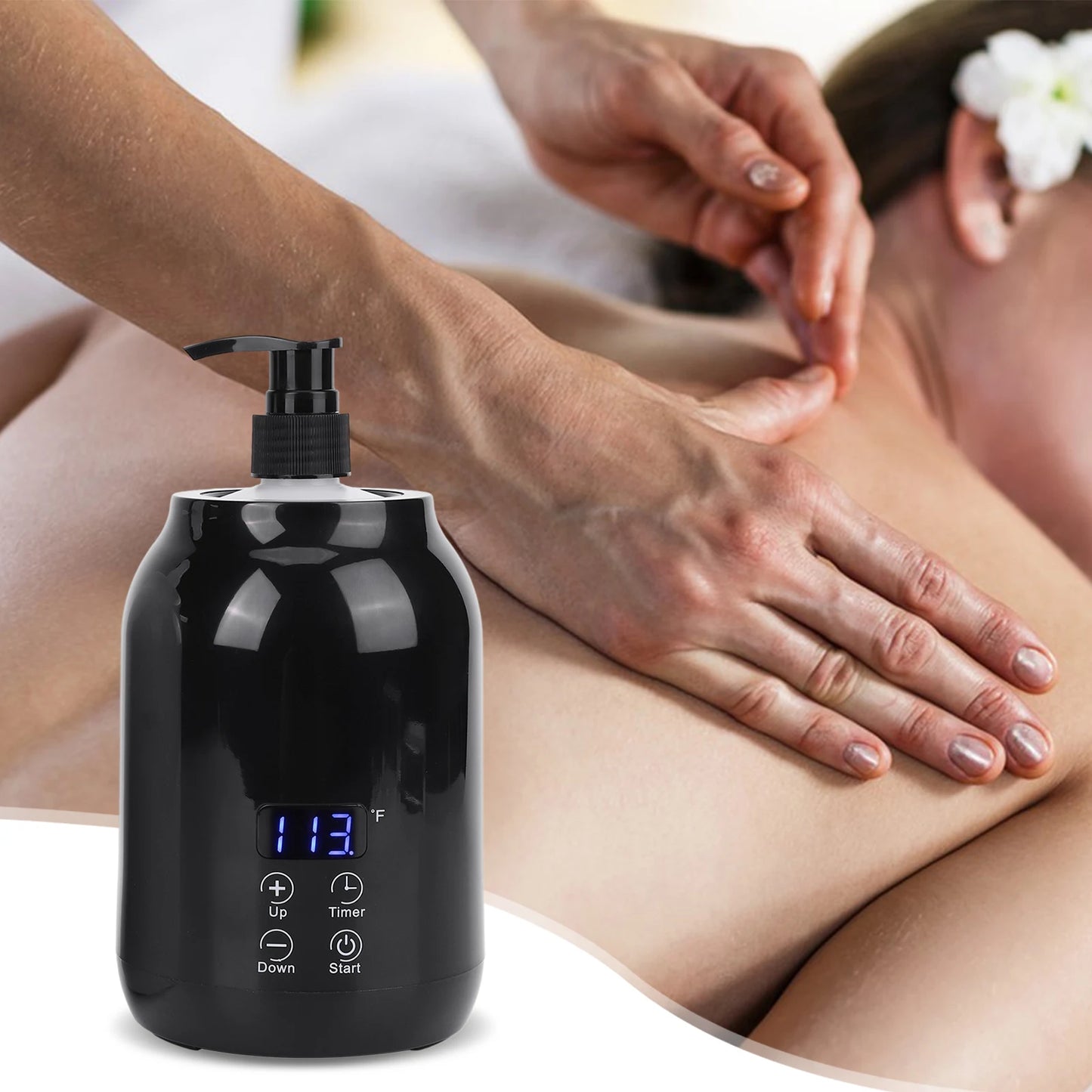 Massage Oil Warmer Massage Oil Heater LED Display Lotion Warmer Fast Heat Lotion Warmer 2 Heat Modes With Timer for Lotion Cream