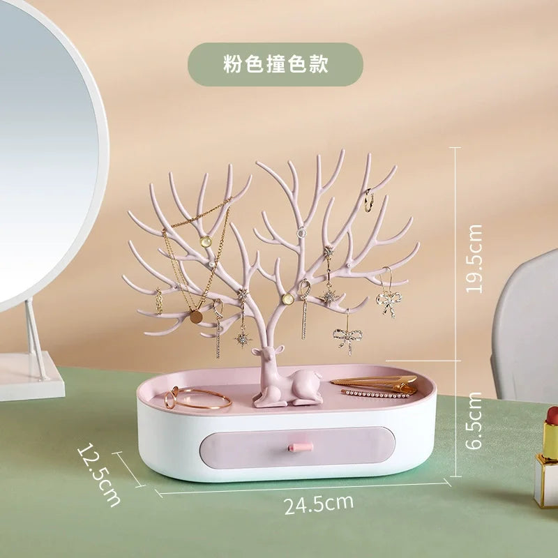 Jewelry Rack Antlers Earrings Necklaces Rings Display Bracelet Deer Jewelry Organizer Cases Stand Tray Tree Gifts for Women