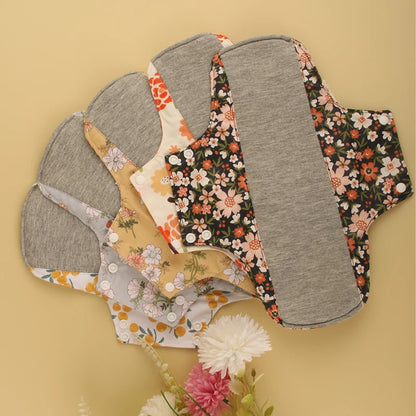 5pcs Anti-Slip Sanitary Pads Graphene Lining Cotton Fabric Breathable Washable Sanitary Napkins for Women Period with Wet Bag