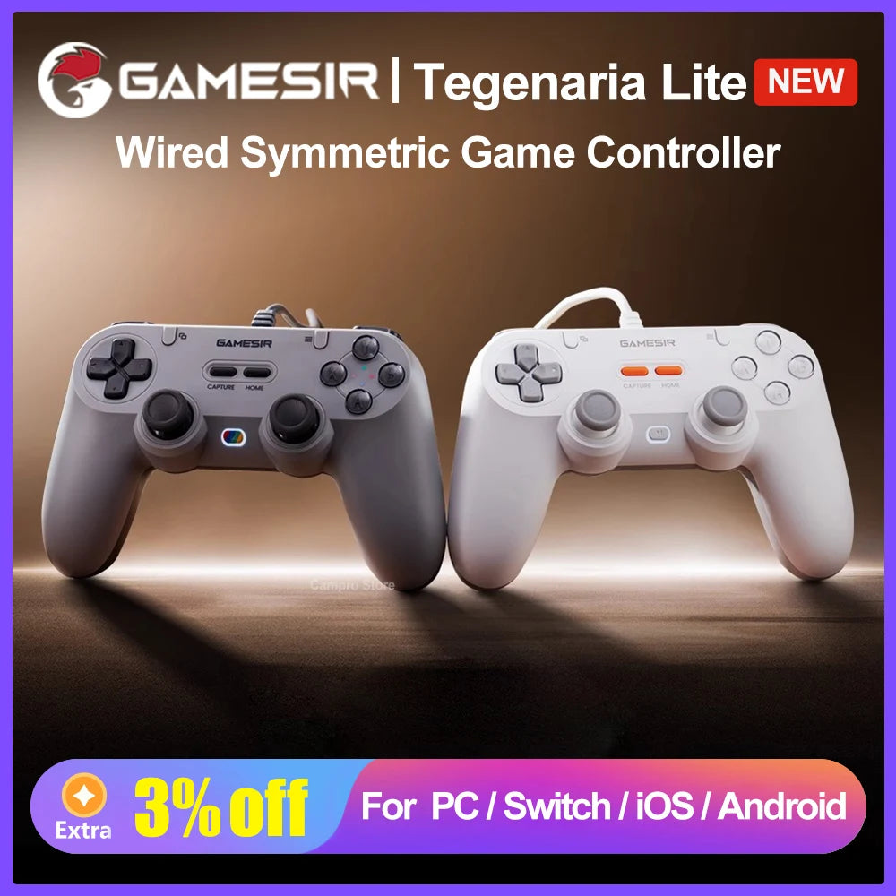 GameSir Tegenaria Lite T3 Lite Wired Game Controller With Hall Effect Sticks 1000Hz Polling Rate Retro Design for PC Switch IOS