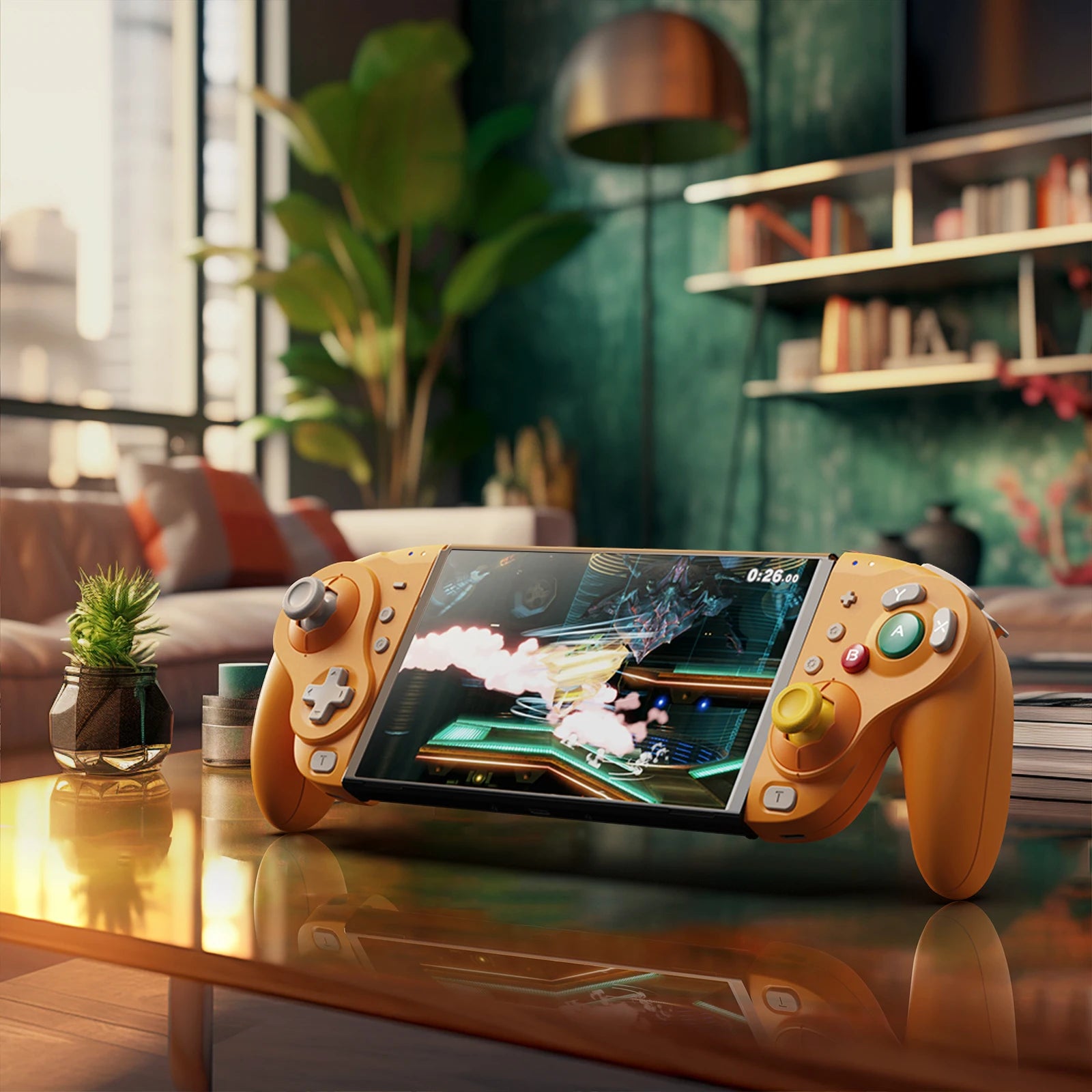 NYXI Wizard Hall Joystick Wireless Game Controller Orange Gamepad with RGB Lights for Nintendo Switch PC Controller