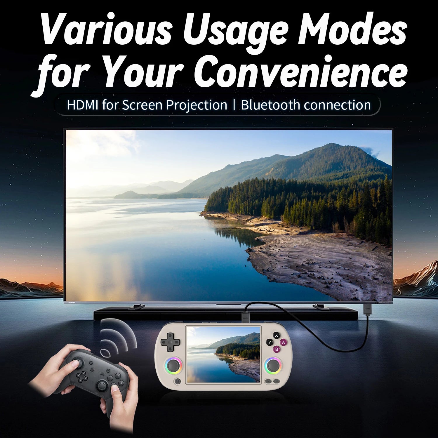 ANBERNIC RG40XX H Handheld Game Console Linux 64-bit System 4.0 inch IPS 3200mAh Retro Video Gaming Console 64G 5000+ Games Gift