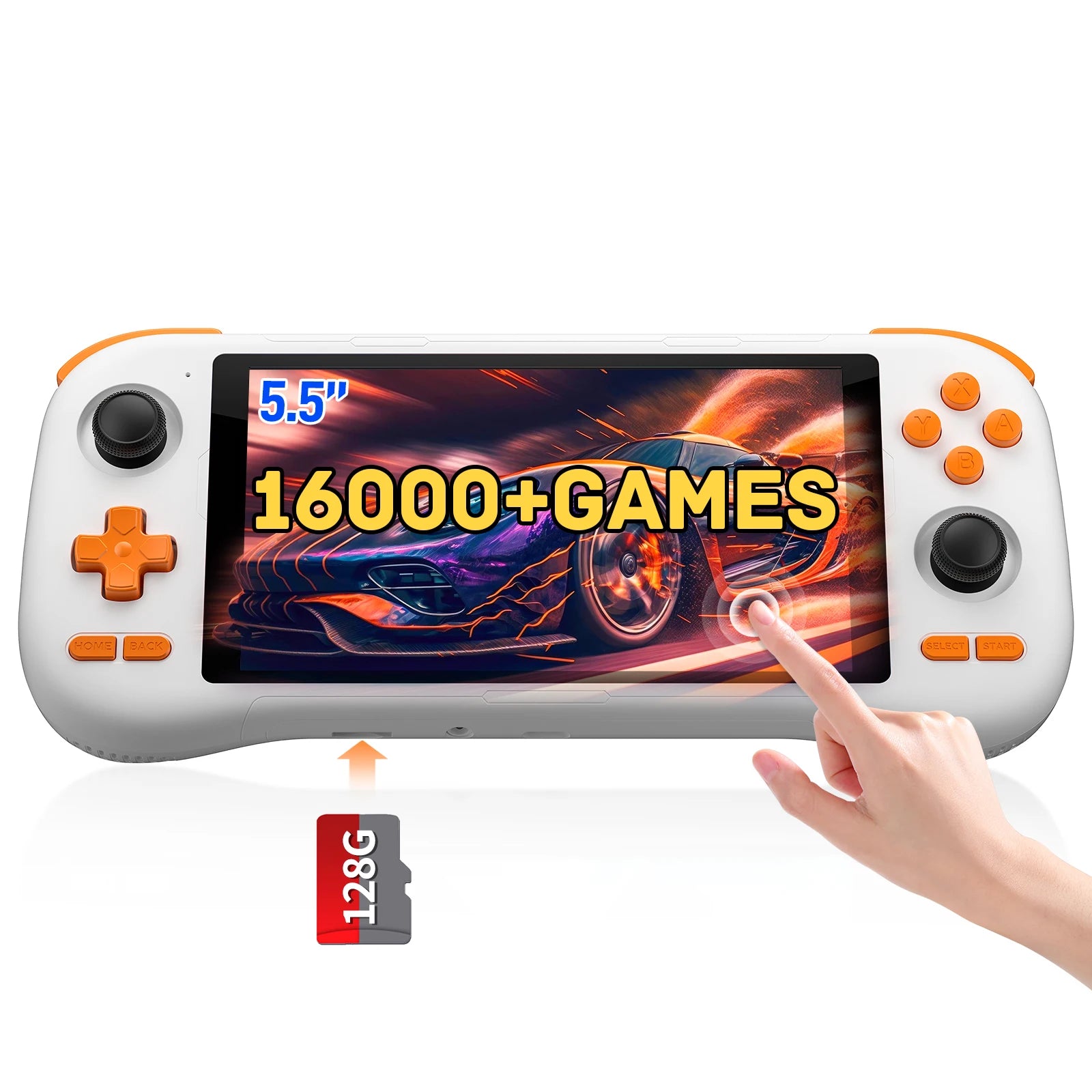 KINHANK K56 Handheld Game Console 5.5'' Touch Screen 50 Emulators for PS1/PSP/DC/SS Android 14 5000mAh WIFI5 Retro Game Player