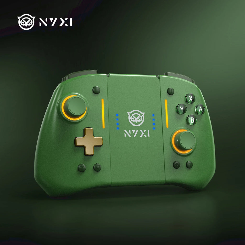 NYXI Hyperion Pro Hall Joystick Wireless Game Controller Green Gamepad with RGB Lights for Nintendo Switch