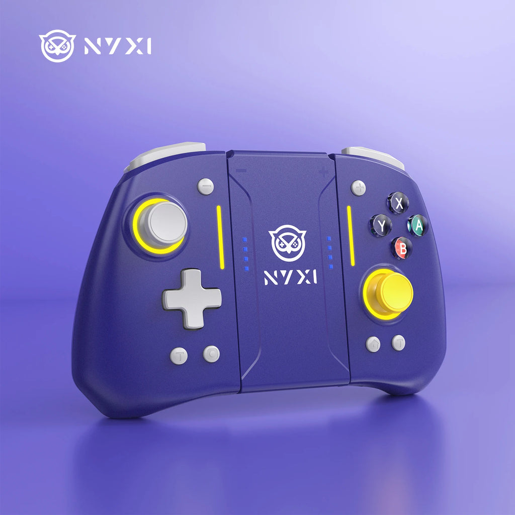 NYXI Hyperion Pro Hall Joystick Wireless Game Controller Purple Gamepad with RGB Lights for Nintendo Switch