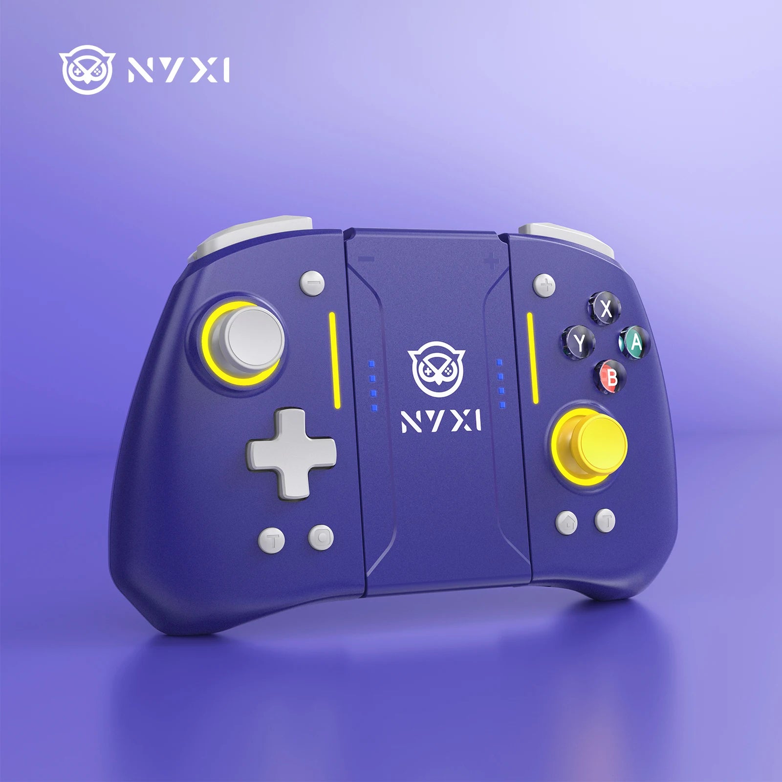 NYXI Hyperion Pro Hall Joystick Wireless Game Controller Purple Gamepad with RGB Lights for Nintendo Switch