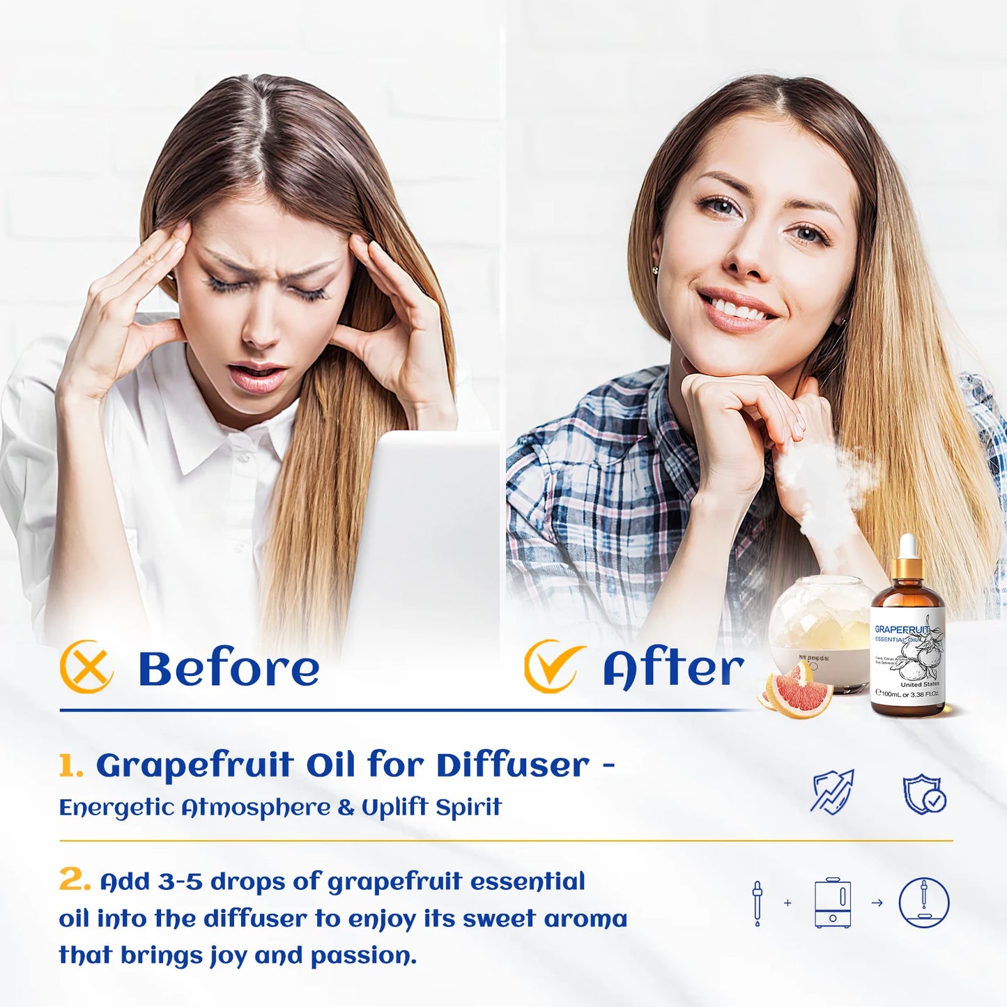 Pure Grapefruit Essential Oil 100ml for DIY Aromas Humidificador Massage Face Skin Sweet Orange Lemongrass