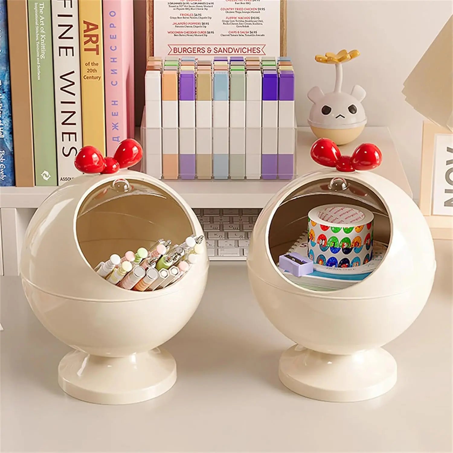 Spherical Hair Accessories Storage Organizers, Vanity Accessories Storage Holder Dustproof Box with Lid for Scrunchie storage