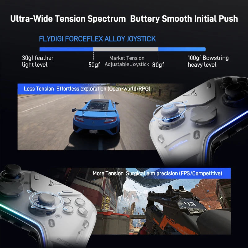 Flydigi APEX 5 Wireless Gamepad Force-adjustable Alloy Hall Joystick 2.0 Game Controller for NINTENDO Switch/Andriod/iOS