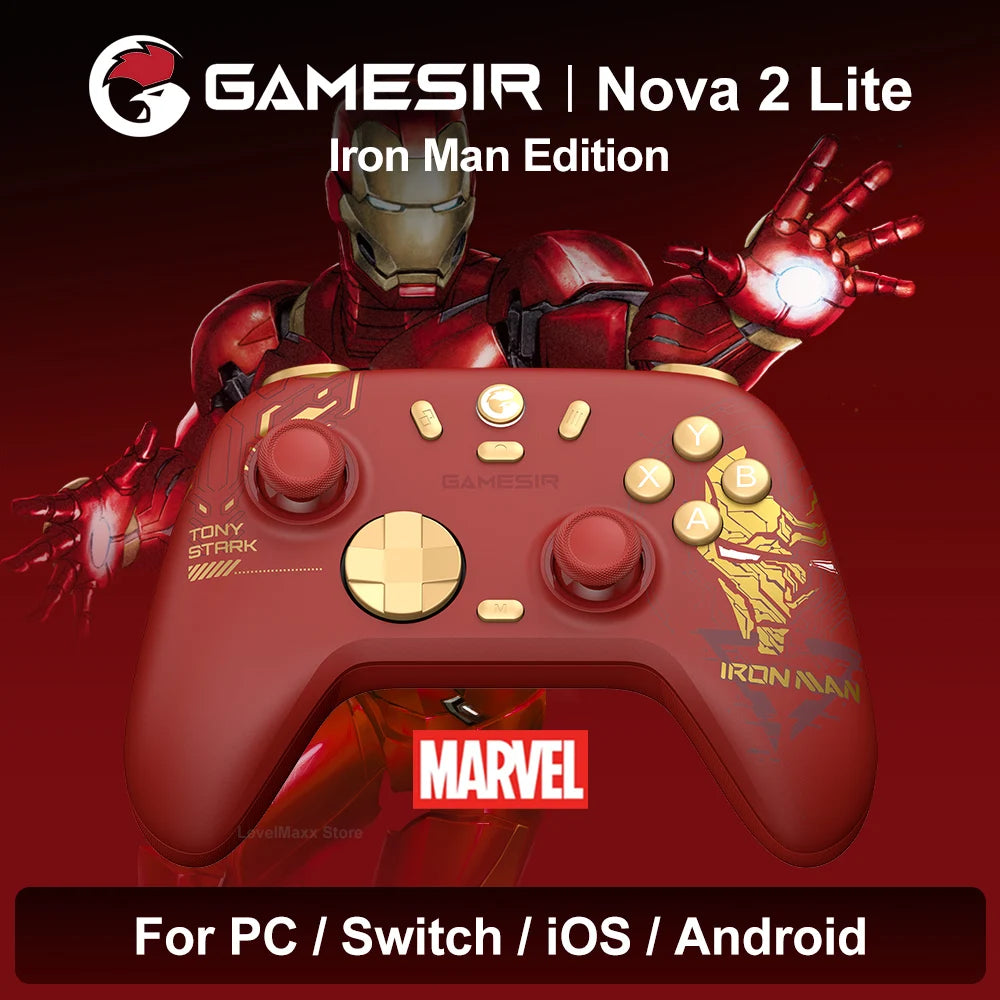 GameSir Nova 2 Lite Iron Man Edition Wireless Game Controller with GameSir Hall Effect Sensing Sticks for NS2 PC Android IOS