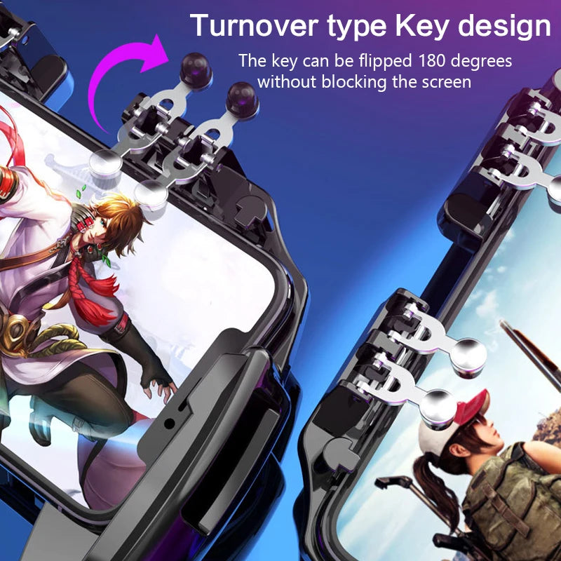 M11 Six Finger Fan Joystick For IOS/Android For PUBG Mobile Phone Game Controller Gamepad Trigger Shooting Gaming Button Cooling